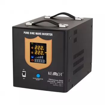 KEMOT PROsinus-2000 puhdas siniaalto UPS-muunnin 12V - 230V 2000VA/1200W lataustoiminnolla - musta