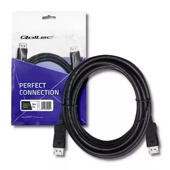 Qoltec DisplayPort v1.1 uros-uros 4K-kaapeli 5 m musta