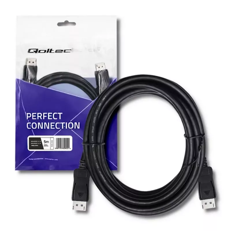 Qoltec DisplayPort v1.1 uros-uros 4K-kaapeli 5 m musta