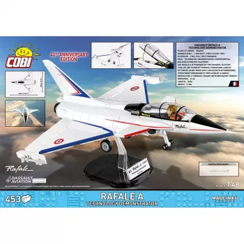 COBI Armed Forces Dassault Rafale C hävittäjä rakennussarja - 441 osaa, mittakaava 1:48, mukana pilotin figuuri ja näyttöteline