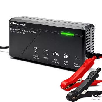 Qoltec 52670 LiFePO4-akkulaturi 12V 10A älykäs lataus LED-merkkivaloilla