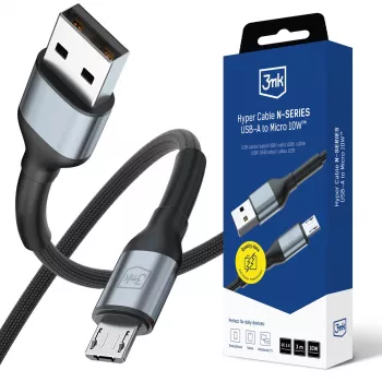 3mk Hyper Cable N-SERIES USB-A - Micro 3 m QC 3.0 5V/2A 10W musta
