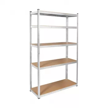 REBEL RB-1253 metallihylly 205x120x45 cm hopea, 5 hyllytasoa, 875 kg kokonaiskuormitus
