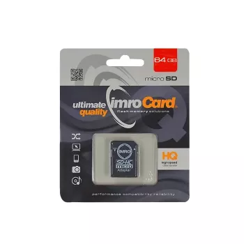 IMRO microSDHC 64GB Class 10 U1 V10 -muistikortti SD-sovittimella