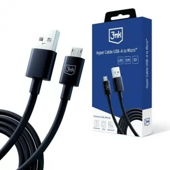 3mk Hyper Cable USB-A - Micro-USB 1,2m 5V 2,4A musta