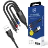 3mk Hyper Cable N-SERIES 3-in-1 USB-A - USB-C/Lightning/MicroUSB 1,2m 9V/2A 18W musta