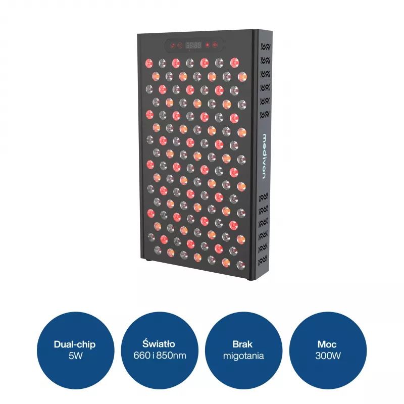 MEDIVON Lumera Plus LED-valohoitopaneeli keholle, punainen ja infrapunavalo, 224 LEDiä, 630–1060 nm, musta