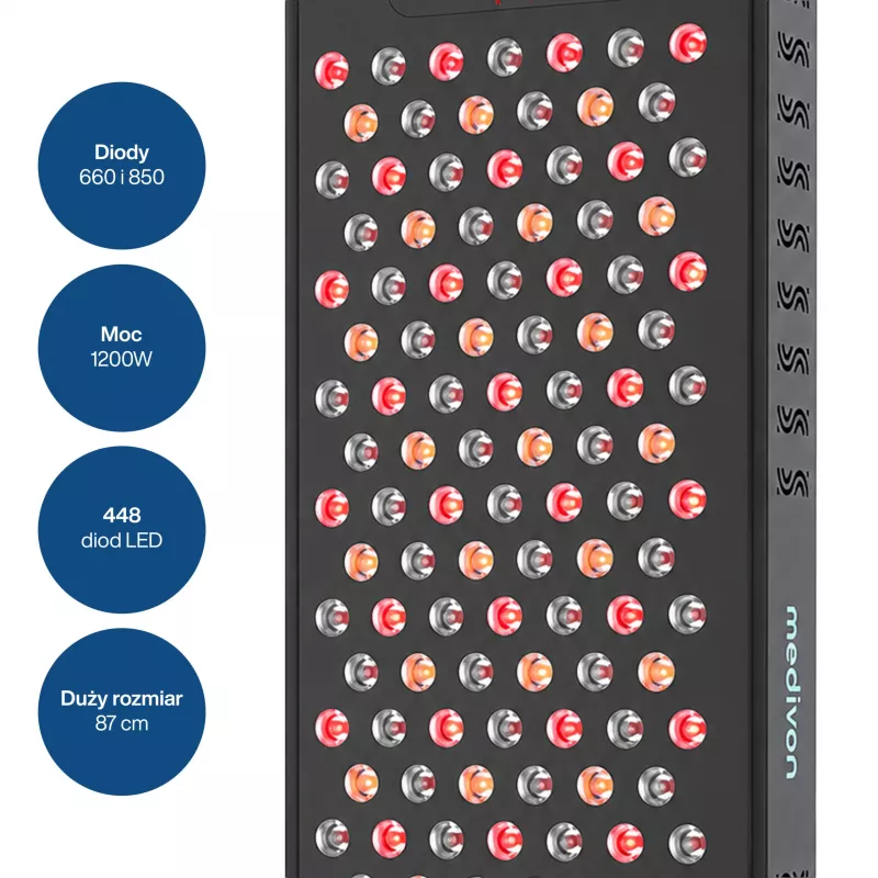 MEDIVON Lumera Max LED-valohoitopaneeli keholle, punainen ja infrapunavalo, 448 LEDiä, 630–1060 nm, musta