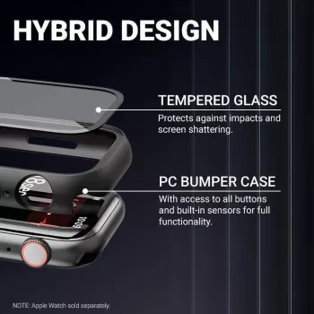 Crong Hybrid Watch Case karkaistulla lasilla Apple Watch 40mm - läpinäkyvä