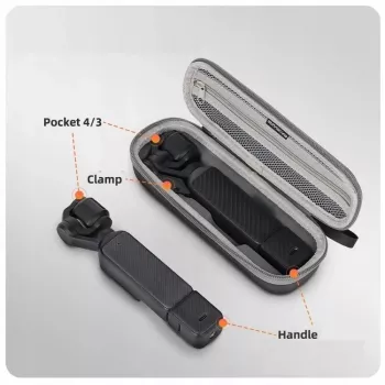 SUNNYLIFE kovakotelolaukku karabiinilla DJI Osmo Pocket 4 / 3:lle - harmaa