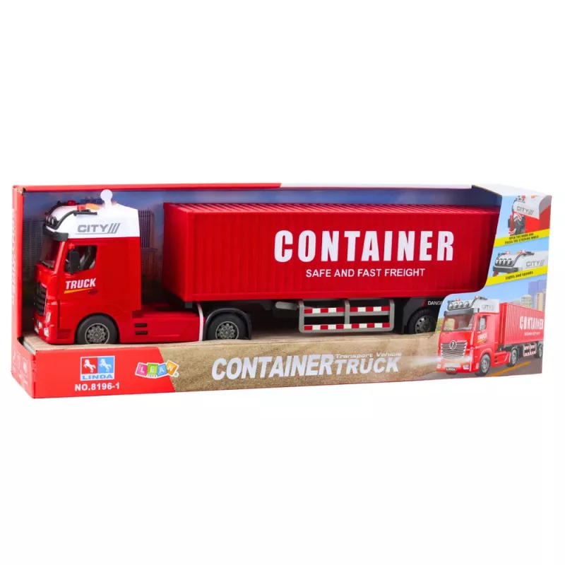 LEAN TOYS kuljetusrekka kontilla valo ääni punainen