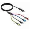 Accura 8-in-1 monilatauskaapeli USB-A/USB-C - 2x USB-C, Lightning, Micro USB, 3.0A, 1,2m, musta