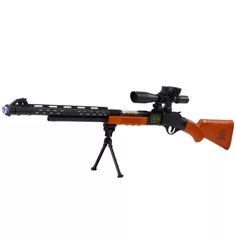 LEAN TOYS lelukivääri AK-528 tähtäimellä, jalustalla, valolla ja äänellä