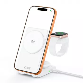 TECH-PROTECT A56 3-in-1 magneettinen MagSafe-langaton laturi 25W Qi2.2 valkoinen