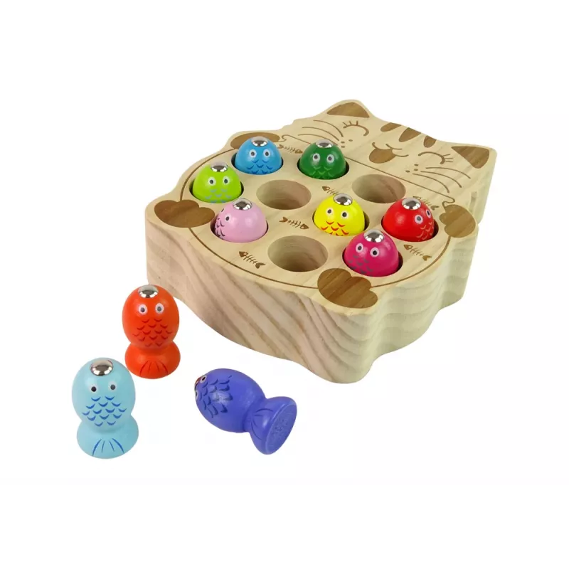 LEAN TOYS puinen onkipeli 2 onkivavalla kissanpentu