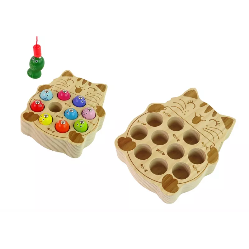 LEAN TOYS puinen onkipeli 2 onkivavalla kissanpentu