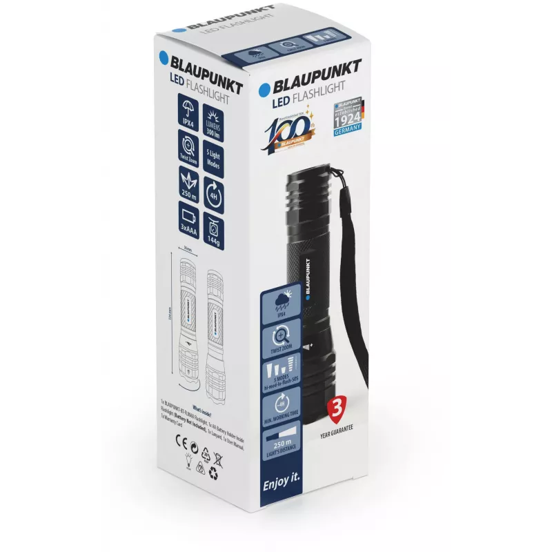 Blaupunkt BT-FL8060 LED-taskulamppu zoomilla, 300 lm (BLAUPUNKTBT-FL8060)