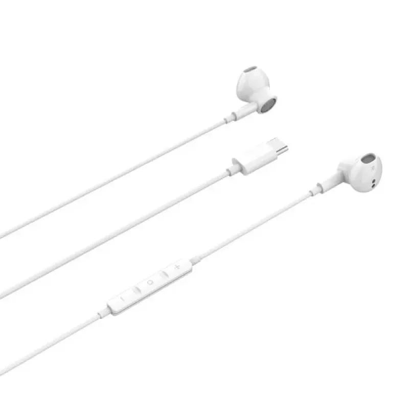 Beline USB-C in-ear-kuulokkeet mikrofonilla ja kaukosäätimellä, valkoinen