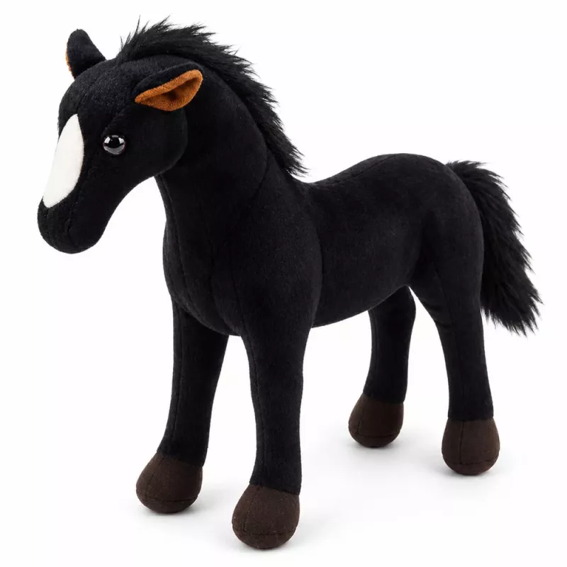 LEAN TOYS pehmeä hevonen pehmolelu maskotti musta 40cm x 37cm