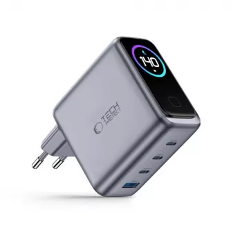 TECH-PROTECT POWERVISION NC140W-GaN 4-porttinen verkkolaturi PD 140W / QC3.0 tummanharmaa