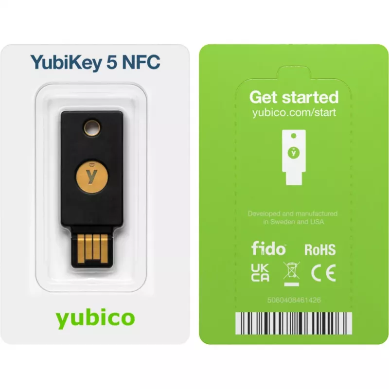YubiKey 5 NFC -tietoturva-avain 2 kpl:n pakkaus (musta/kulta, USB-A & NFC)
