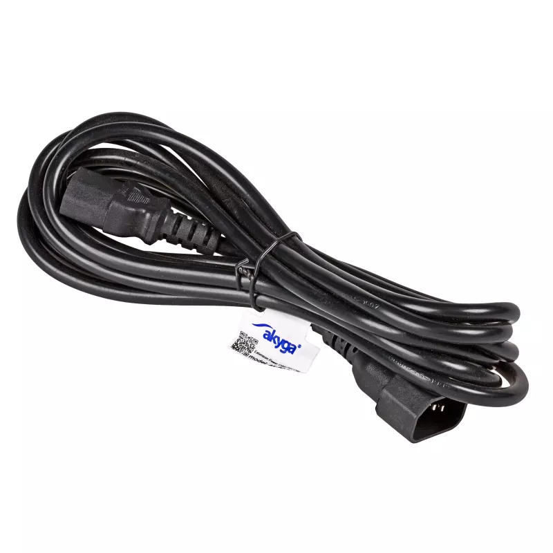 Akyga AK-PC-07C jatkokaapeli CU IEC C13 - C14 3m musta