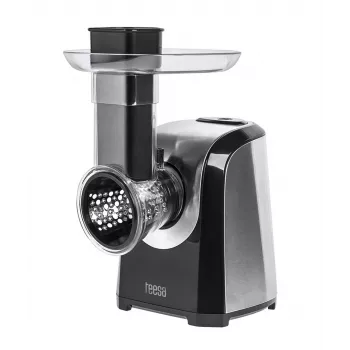 TEESA TSA3025 sähköinen kasvisraastin- ja lihamylly-sarja – 1900 W max, 350 W nimellisteho, 2,3 kg/min, 3 lihamyllyn siivilää, 4 raastinrumpua, makkarantäyttölaite, Kubbe-lisäosa, sitruspuristin, valkoinen