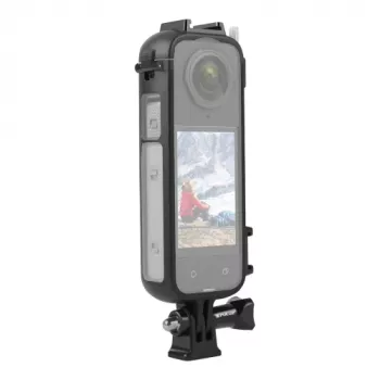 PULUZ PU979B suojakotelo telineellä ja kahdella kylmäkengällä Insta360 X4:lle – musta