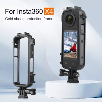 PULUZ PU979B suojakotelo telineellä ja kahdella kylmäkengällä Insta360 X4:lle – musta