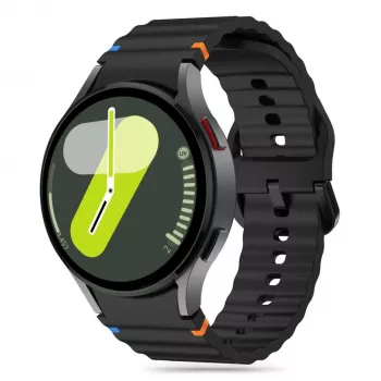 Tech-Protect Silicone Sport -silikoniranneke Samsung Galaxy Watch4/5/5 Pro/6/7/FE -kelloille, musta