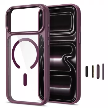 Tech-Protect Magmat MagSafe kirkas kotelo iPhone 17 Pro Max / 18 Pro Max - tumman kirsikanpunainen
