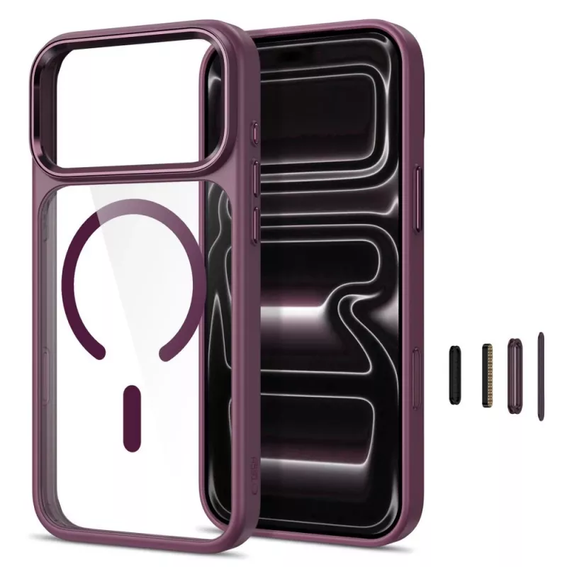 Tech-Protect Magmat MagSafe kirkas kotelo iPhone 17 Pro Max / 18 Pro Max - tumman kirsikanpunainen