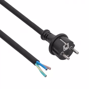 Akyga AK-OT-04S kumiverkkokaapeli H05RR-F 3 x 1,5 mm², CEE-7/7-pistoke avoimeen päähän, 5 m, musta