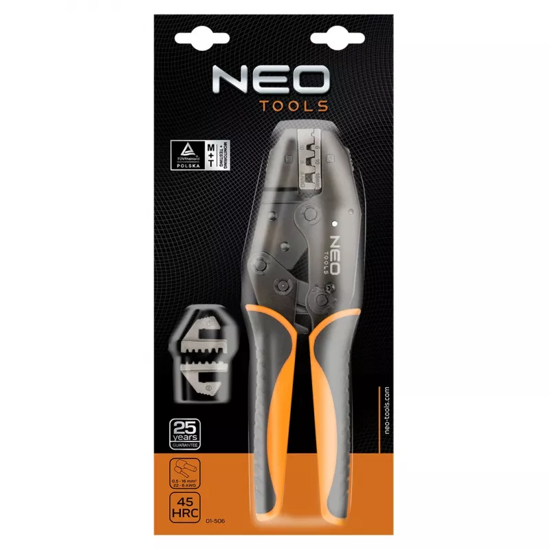 NEO TOOLS johdinsilmukkapuristin 0,5–16 mm² (22–6 AWG)