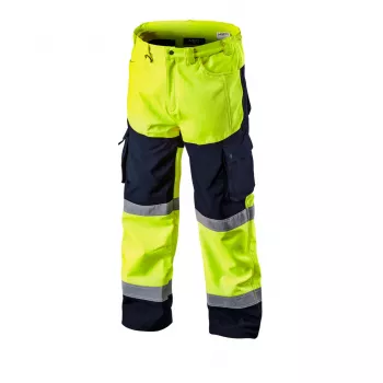 NEO TOOLS softshell-varoitushousut korkea näkyvyys, fluorisoiva keltainen, koko XL