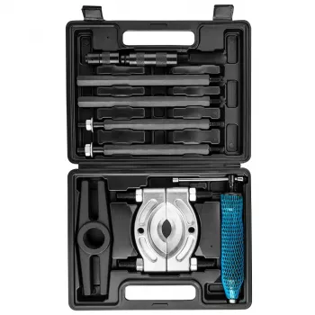NEO TOOLS hydraulinen 3-vartinen ulosvetäjä 10 tonnia käsipumpulla, 250 mm avautuma, kromi-vanadiinivarret, muovilaukku (TOP-11-847)