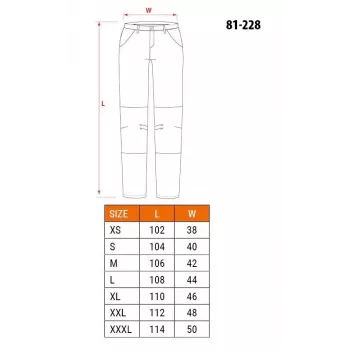 NEO Tools 81-228-XXL suojahousut, harmaa/musta, XXL, 65 % polyesteriä 35 % puuvillaa, 267 g/m², 10 taskua, vahvistetut polvet, heijastavat elementit, EN ISO 13688:2013