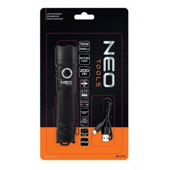 NEO TOOLS USB C 1500 lm SST40 LED ladattava taskulamppu