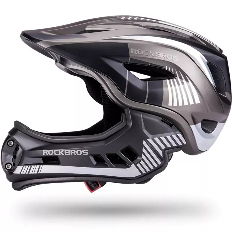 Rockbros TT-32SBTG-S lasten pyöräilykypärä irrotettavalla leukasuojalla, koko S, harmaa