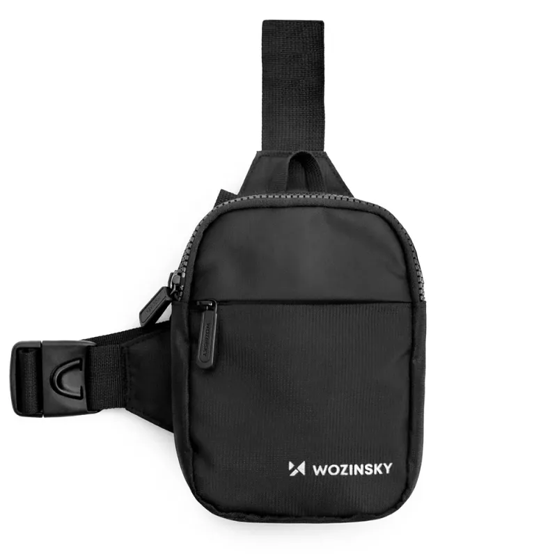 Wozinsky WMS-W1 mini olkalaukku älypuhelimelle, kaksi lokeroa, musta