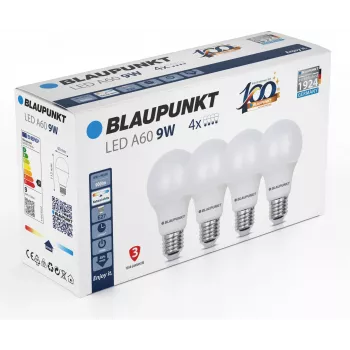 Blaupunkt LED-lamppu E27 A60 900 lm 9W 4000K, 4 kpl (BLAUPUNKT-E27-9W-NW-4)