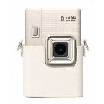 LOVEINSTANT harmaa PU-nahkainen suojakotelo Fujifilm Instax Mini LiPlay+ hybridipikakameralla ja olkahihnalla