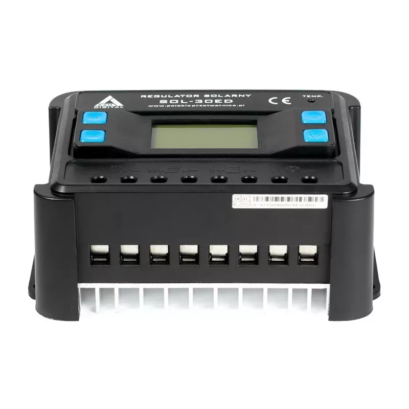 AZO Digital PWM SOL-30ED 12/24V 30A aurinkolataussäädin LCD-näytöllä