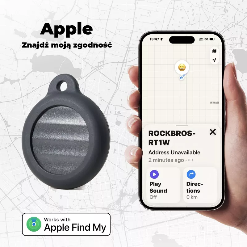 ROCKBROS RT1W Bluetooth-seurantalaite Apple Find My -sovellukselle - musta