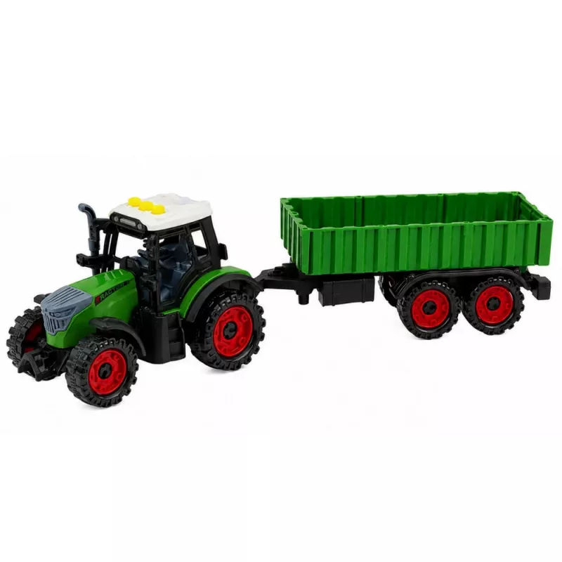 LEAN TOYS traktori maatalousperävaunulla, kitkaveto, valo ja ääni, 35 cm