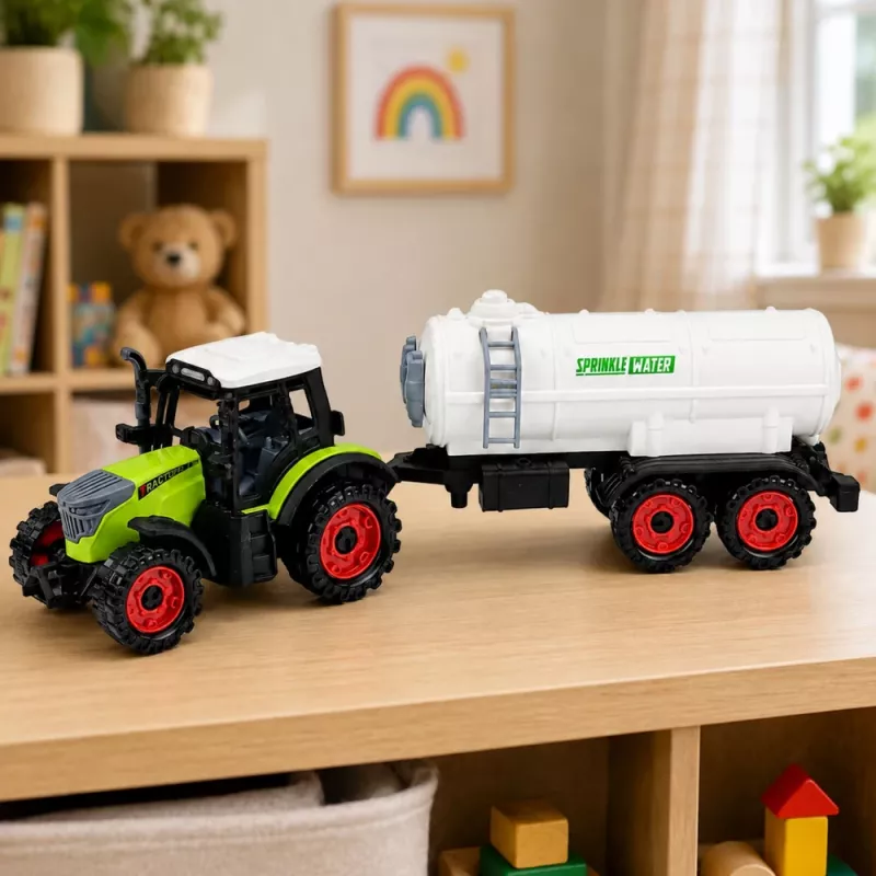 LEAN TOYS traktori säiliöperävaunulla, kitkaveto, maatalouskone, 34 cm