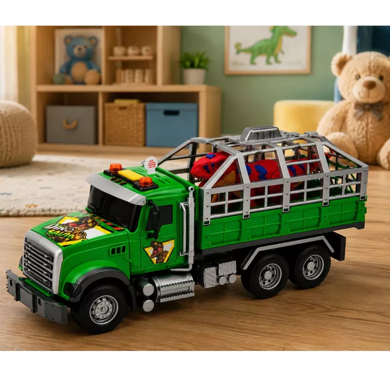 LEAN TOYS kuljetusrekka häkillä T-Rex dinosaurushahmo valolla ja äänellä 1:12