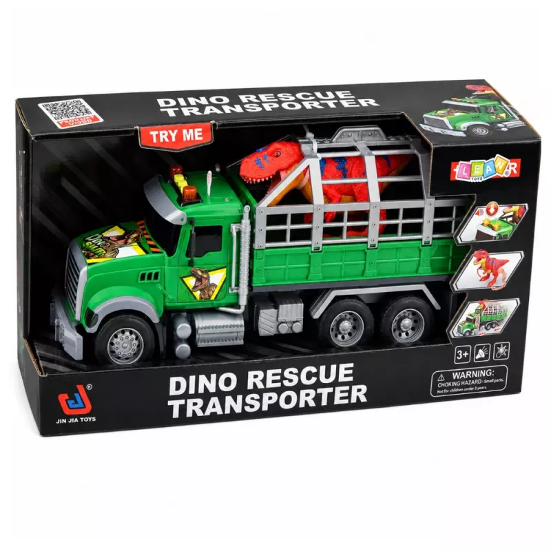 LEAN TOYS kuljetusrekka häkillä T-Rex dinosaurushahmo valolla ja äänellä 1:12