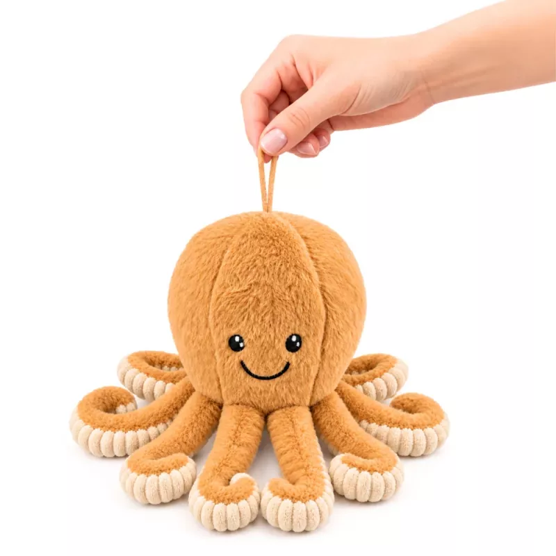 LEAN TOYS pehmo-oktopus pehmoeläin joustavilla lonkeroilla beige 30 cm