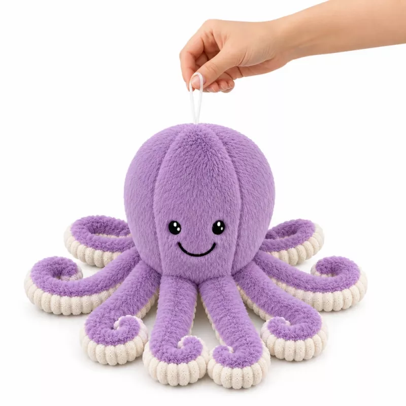 LEAN TOYS pehmo-oktopus pehmoeläin joustavilla lonkeroilla lila 50 cm